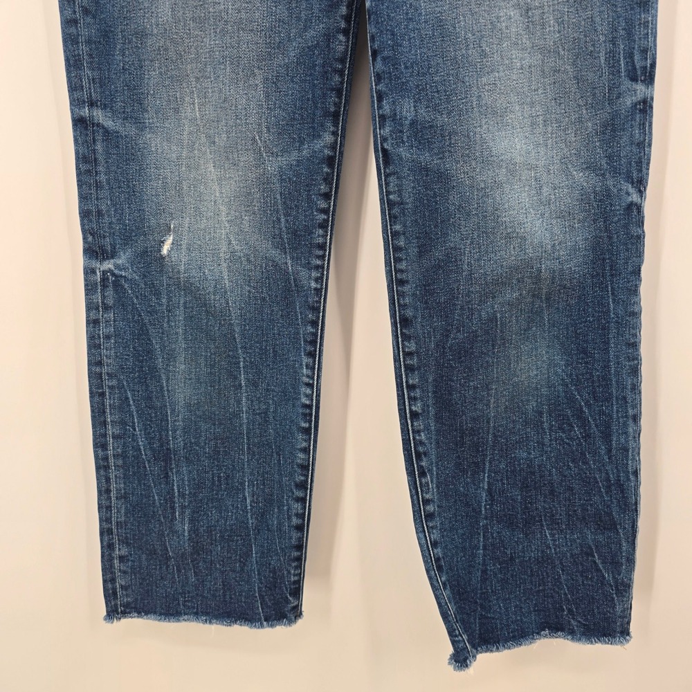 Express Jeans Womens 4 High Waisted Straight Leg Distressed Raw Hem Blue - Picture 8 of 13